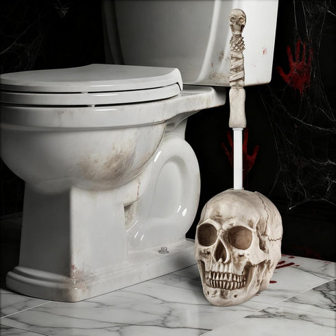 Set Set,Space LadyRosian Toilet Brush and Holder for Bathroom,Skullduggery Skeleton Gothic Bathroom Decor Toilet Bowl
