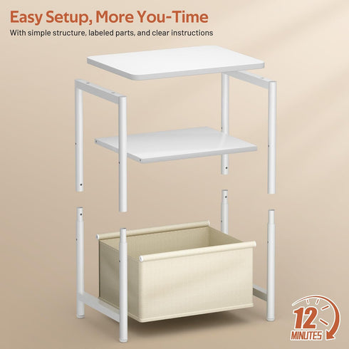 MISSLO Nursery Side Table for Living Room with Storage Basket Small End Tables for Small Spaces Kids Nightstand