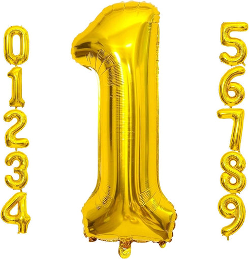 Lovoir 40 Inch Large Gold Number 1 Balloon, Jumbo Mylar Foil Helium Balloon for Birthday Party Decorations