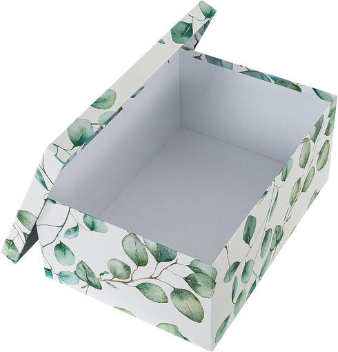 Soul & Lane Decorative Cardboard Boxes for Home Décor - Eucalyptus Leaves - Set of 3 Nesting Boxes with Lids for