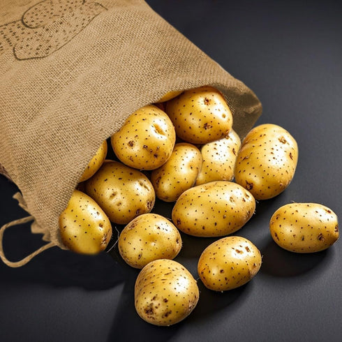 Reusable Burlap Potato Storage Sack with Drawstring, 16 * 12 inch Produce Bags Keeper for Freshness