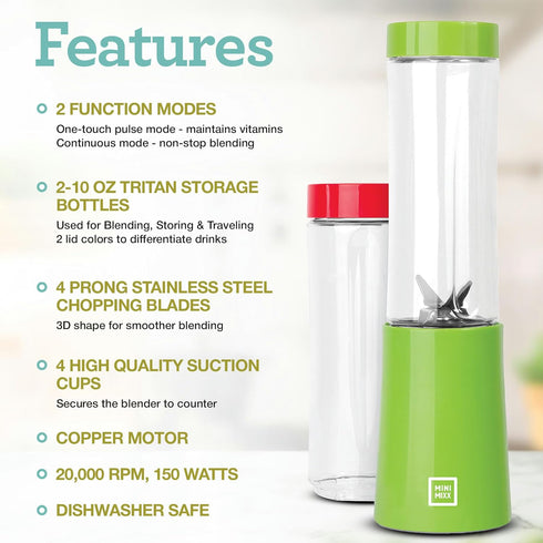Euro Cuisine MM1R Personal Blender - Compact Red Smoothie Blender, Mini Cup for Shakes, Baby Food, Single Serve