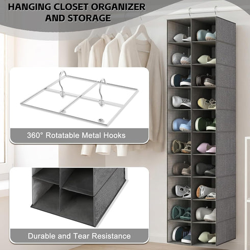 Closet, 20 Closet Closet, 12''W12''Dx 50''H coastal rose Hanging Shoe Organizer for Sections Hanging Organizer