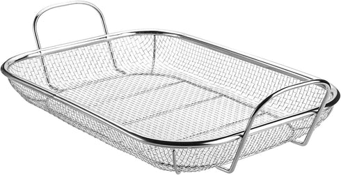 WUWEOT Grill Basket, 15" x 11" Stainless Steel Vegetable Barbecue Basket with Two Handles for Grilling