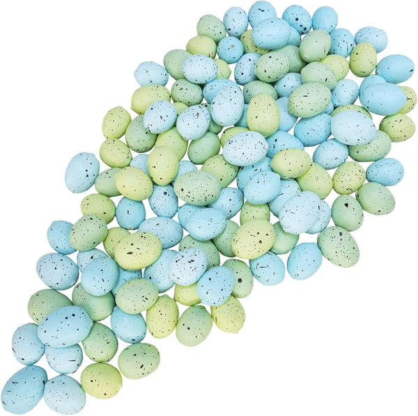 Winlyn 120 Pcs Artificial Speckled Green Blue Foam Easter Eggs Decorative Eggs