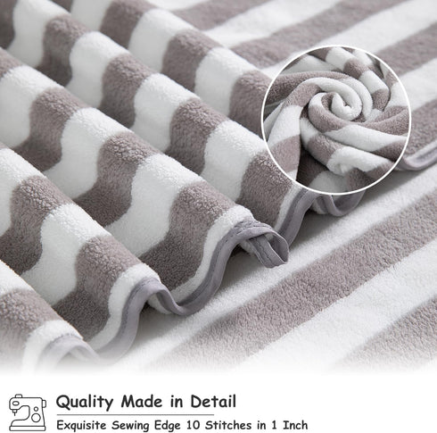 18 Set Loop-6 Towels,6 Towels,6 Set Pcs Light Gray Stripe Bath Towel with Hanging Bath Hand Washcloths Soft Family