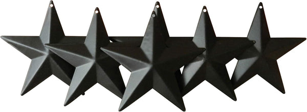 CVHOMEDECO. Country Rustic Antique Vintage Gifts, Metal Barn Star Wall/Door Decor, 4-Inch, Set of 6, Matt Black
