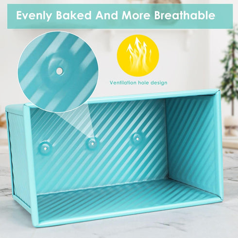 Blue 1LB Dough Capacity Sandwich Bread Loaf Pan, Non-Stick with Dough Scraper Cutter