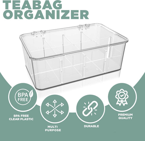 Utopia Home 3 Pack Tea Bag Organizer - Stackable Tea Bag Storage Organizer with Lid - Tea bag holder For Kitchen Organizers and Storage, Multi-Functional Kitchen Organizer, Home organizer (Clear) by Utopia Home