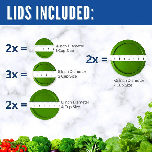 Replacement Lids for Pyrex Containers (2) 1-Cup, (3) 2-Cup, (2) 4-Cup, (2) 7-Cup (Green)