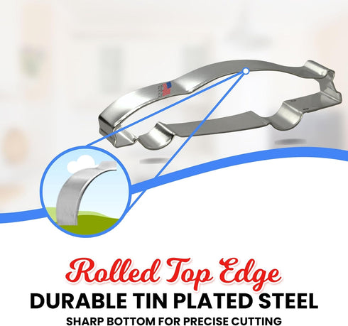 Race Car Cookie Cutter 5.25 Inch – Tin Plated Steel Cookie Cutters - CookieCutterCom Brand