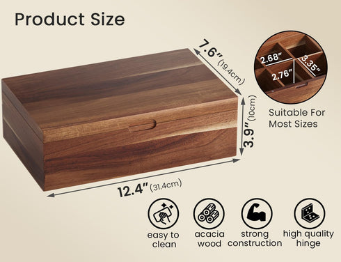 Packet 8 Acacia Wood Tea Bag Organizers, Tea and Sugar Storage Chest with Lid, Wooden Teabag Holder Containers,Tea Box
