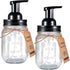 SheeChung Mason Jar Foaming Soap Dispenser, Rustproof Stainless Steel Lid & Pump, Glass for Bathroom Kitchen (2 pk)