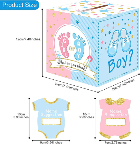 Saintrygo Baby Gender Reveal Voting Box with 50 Pieces Boy or Girl Ballot Cards for Baby Shower Decorations