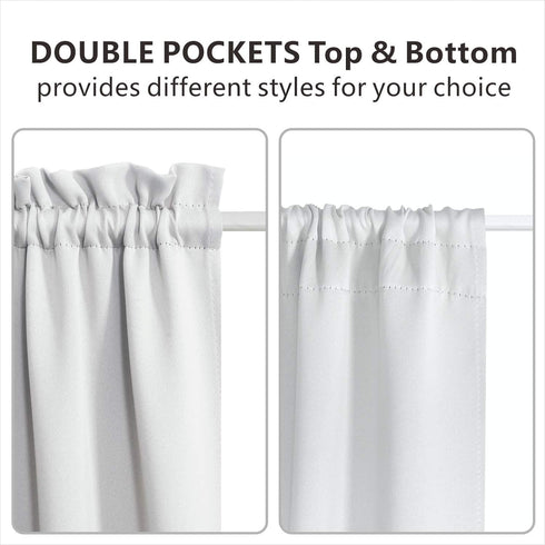 Aquazolax Rod Pocket French Door Curtain Drapes, 25x72-Inch Blackout Panel, Greyish White