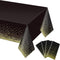 Gexolenu 4 Pack Black and Gold Plastic Tablecloths, 54" x 108" for Rectangle Tables, Party Covers for Graduation