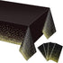 Gexolenu 4 Pack Black and Gold Plastic Tablecloths, 54" x 108" for Rectangle Tables, Party Covers for Graduation