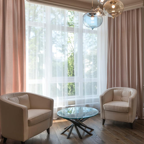Anjee White Sheer Curtains, 45 Inches Long, 2 Panels Set, 52 x 45 Inch for Kids Room