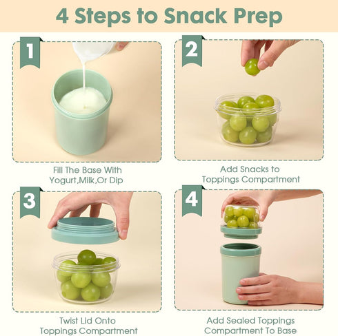 Mitsemmo Spoons,600ml+270ml Snack Cup Box Container with Lid,Yogurt Parfait Snackle Cups and Breakfast On The