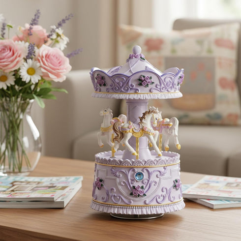 Carousel Horse Music Box for Girls, Purple Musical Box for Women Kids Wife Mom Daughter Birthday Anniversary Valentine