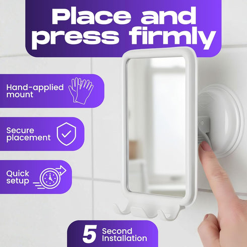 360 2 4.5 6 Safe-er-Grip Changing Lifestyles Suction Cup Fog-Free Shower Mirror, Swivel Shaving Mirror with Razor