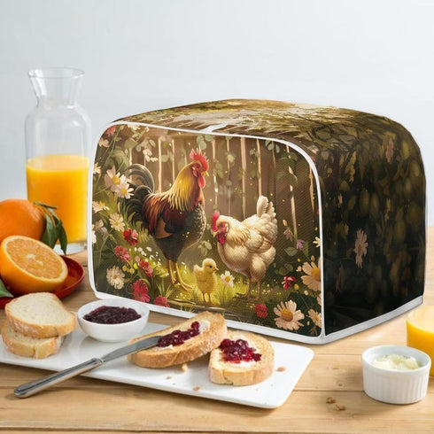 Rooster Chicken Toaster Cover for 4 Slice Brown, Washable Anti-Grease Cover for Kitchen, Dust Protection