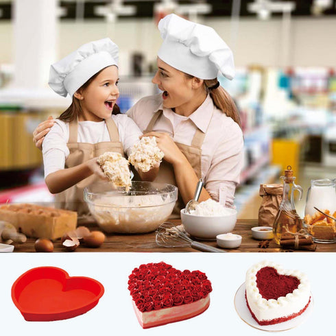 2 Packs Silicone Heart Shaped Cake Pans, 10 Inch Non-stick Cake Molds for Baking Cakes and Chocolate