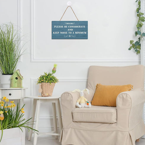 Please Be Considerate and Keep Noise to a Minimum Sign, Home and Kitchen Building Sign, 6 inch by 12 inch