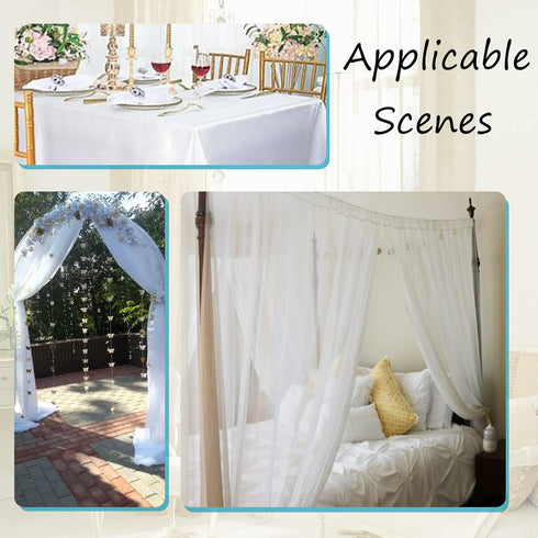 Black Scarf Valances for Windows - 144 Inch Sheer Curtain Scarf Swag, Draping Fabric for Bed Canopy Curtains 52Wx144L