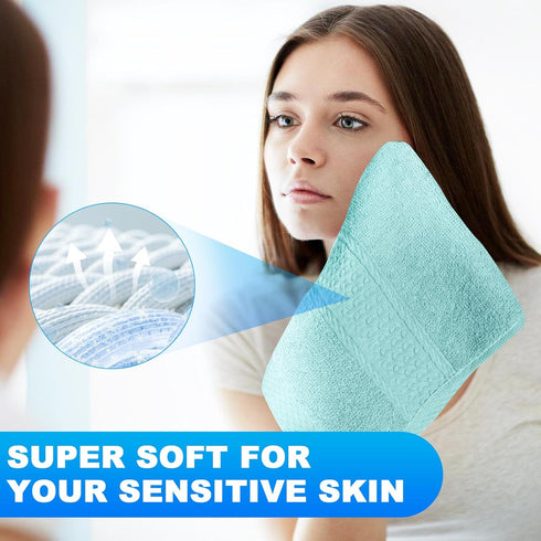 6 Pack 100% 13x13 Inch 6 Cotton Wash Cloth, Highly Absorbent and Soft Feel Fingertip Towels, Machine Washable
