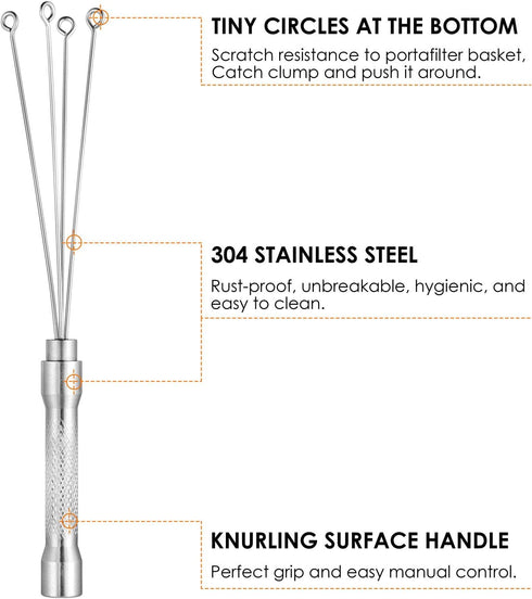Espresso Coffee Stirrer - MATOW Stainless Steel Mini Whisk for Professional Coffee Powder Stirring