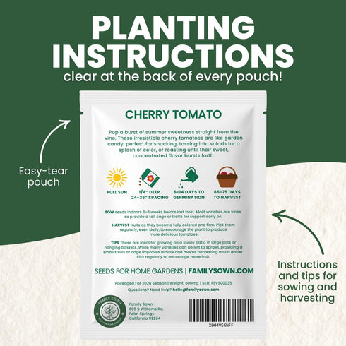 200 2026 600-Milligram Cherry Tomato Premium Seeds for Planting Sweet, Prolific, High-Yielding Heirloom for the Season