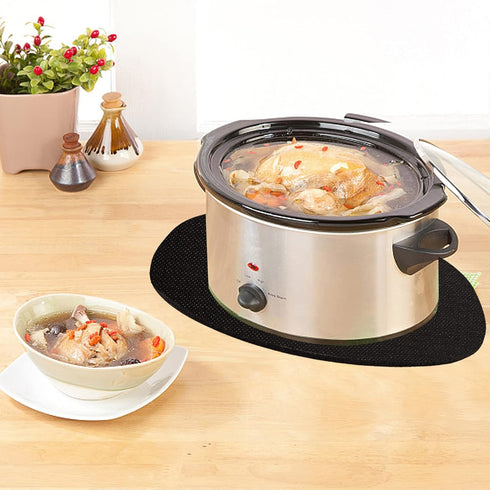 Oval Slow Cooker Heat Resistant Mat for 6-8 Quart, Silicone Countertop Protector, Appliance Slider Mat for