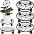 DEELF OUTLET 3 Packs 13 inches Large Metal Plant Caddy with Wheels Round Planter Dolly Pot Mover Rollers Wrought Iron