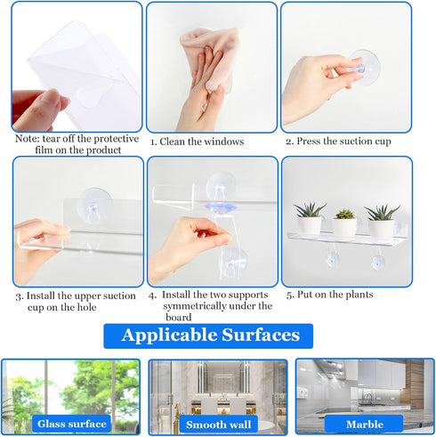 RSSCIIIUL 2 Bracket,15in Pcs Plant Window Shelf, Window Plant Shelves with Transparent Acrylic Sill Extender