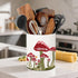 6.5 Inch Mushroom Kitchen Decor, Ceramic Utensil Holder Bee Decor, Farmhouse Indoor Kitchen Decorative Utensil Rack