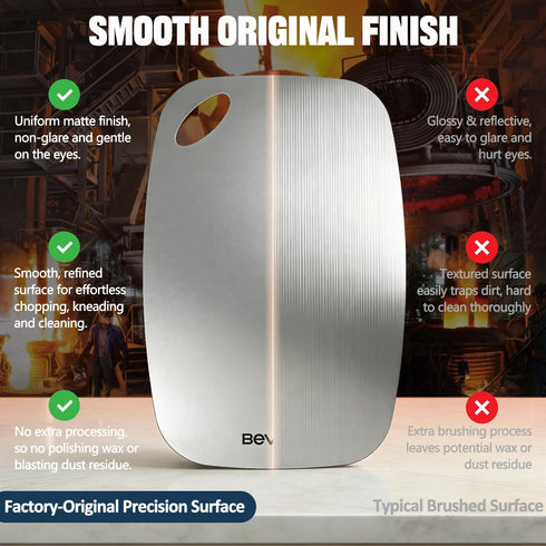 Set 2, 304 Non-Toxic Cutting Board of Stainless Steel Cutting Board Double Sided, Chopping Board for Kitchen