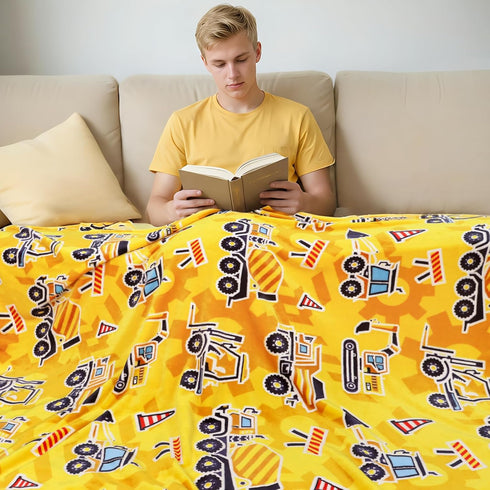 40"50" Excavator Toys Gifts for Kids Glow in The Dark Truck Blanket Construction Blankets Soft Tractor Throw Blankets