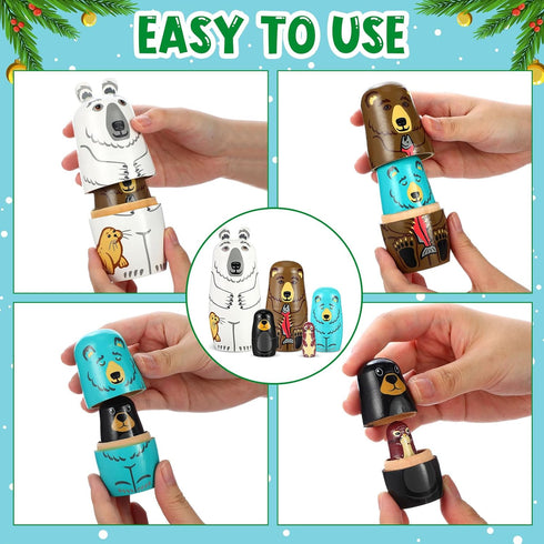 Gejoy Russian Nesting Dolls for Kids Handmade Matryoshka Wooden Stacking Toys Nesting Dolls Collectible Gifts