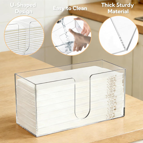 2 Pack Countertop ZAVOOS Acrylic Paper Towel Holder, Folded Z-fold C-fold Trifold Napkin Dispenser, Clear Hand Towel