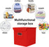 Closet Organizers Fabric Storage Bins with Lids - 3 Pack Collapsible Cube Storage Organizer Basket with Handles (Red)