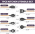 TeamFar Kitchen Utensils Set of 7, Silicone Cooking Utensils Kitchen Tools Set with Wooden Handles, for Cooking, Baking, Mixing, Turning, Non-toxic & Anti-melt, Non-scratch & Easy Clean – Gray