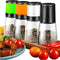 Premium Salt and Pepper Grinder Set of 4, Refillable Manual Salt and Pepper Mill, Adjustable Ceramic, Glass Shaker