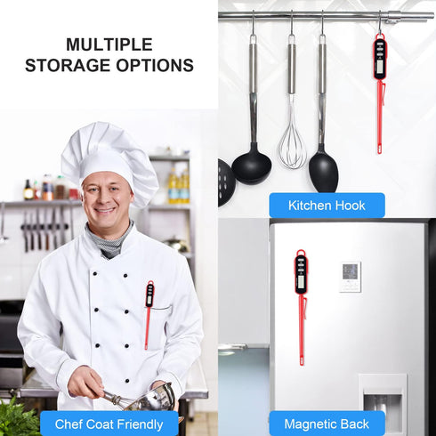 Lonicera Instant Read Digital Meat Thermometer, Waterproof Long Probe with Meat Temp Guide for Cooking