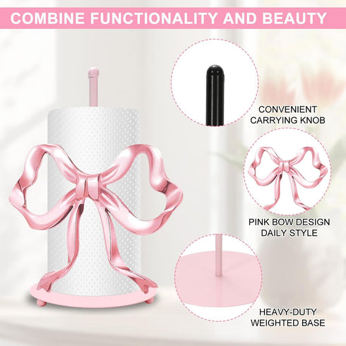 Countertop JarThenaAMCS Valentine's Day Trendy Bow Paper Towel Holder Cute Pink Bow Knot Kitchen Decor Accessories
