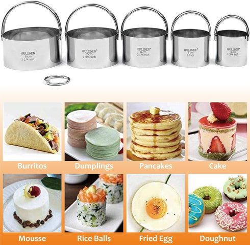 3 Donuts(4 Pcs/Set) HULISEN Pastry Cutter, Dough Blender, Cup Flour Sifter and Biscuit Cutter, Stainless Steel Dough