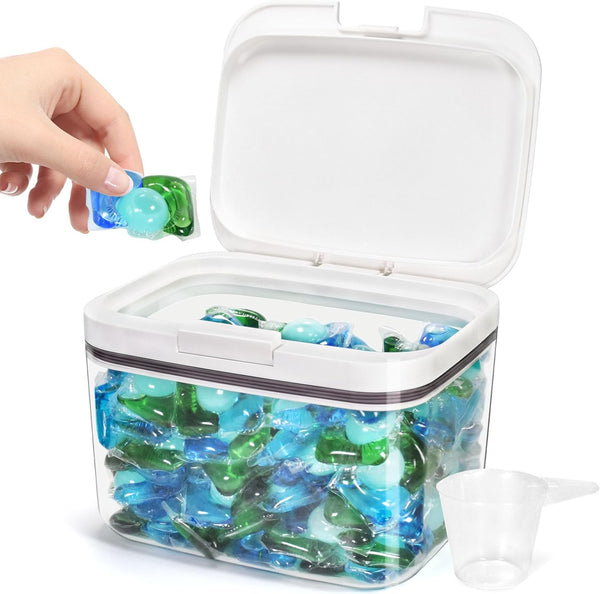 Pensino Laundry Pods Container Holder with Lid, Laundry Room Storage Container for Detergent