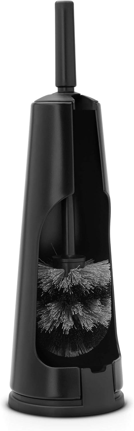 Brabantia ReNew Toilet Brush & Holder Set, Matt Black, Free-Standing, Hygienic Discreet Toilet Bowl Cleaner