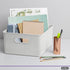 Superio Ribbed Collection - Large White Decorative Plastic Open Storage Bins, 2 Pack for Organizing