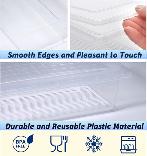 Caylielam 2-Pack Bacon Keeper Containers for Refrigerator, Airtight Fridge Meat Food Storage Boxes with Lids and Tongs